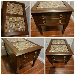 Italian Mosaic Tile Coffee Sofa End Table With Drawer Nightstand 