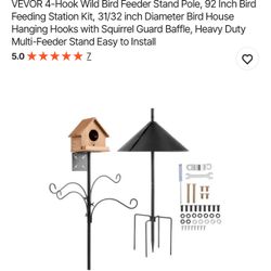 VEVOR 4-Hook Wild Bird Feeder Stand Pole