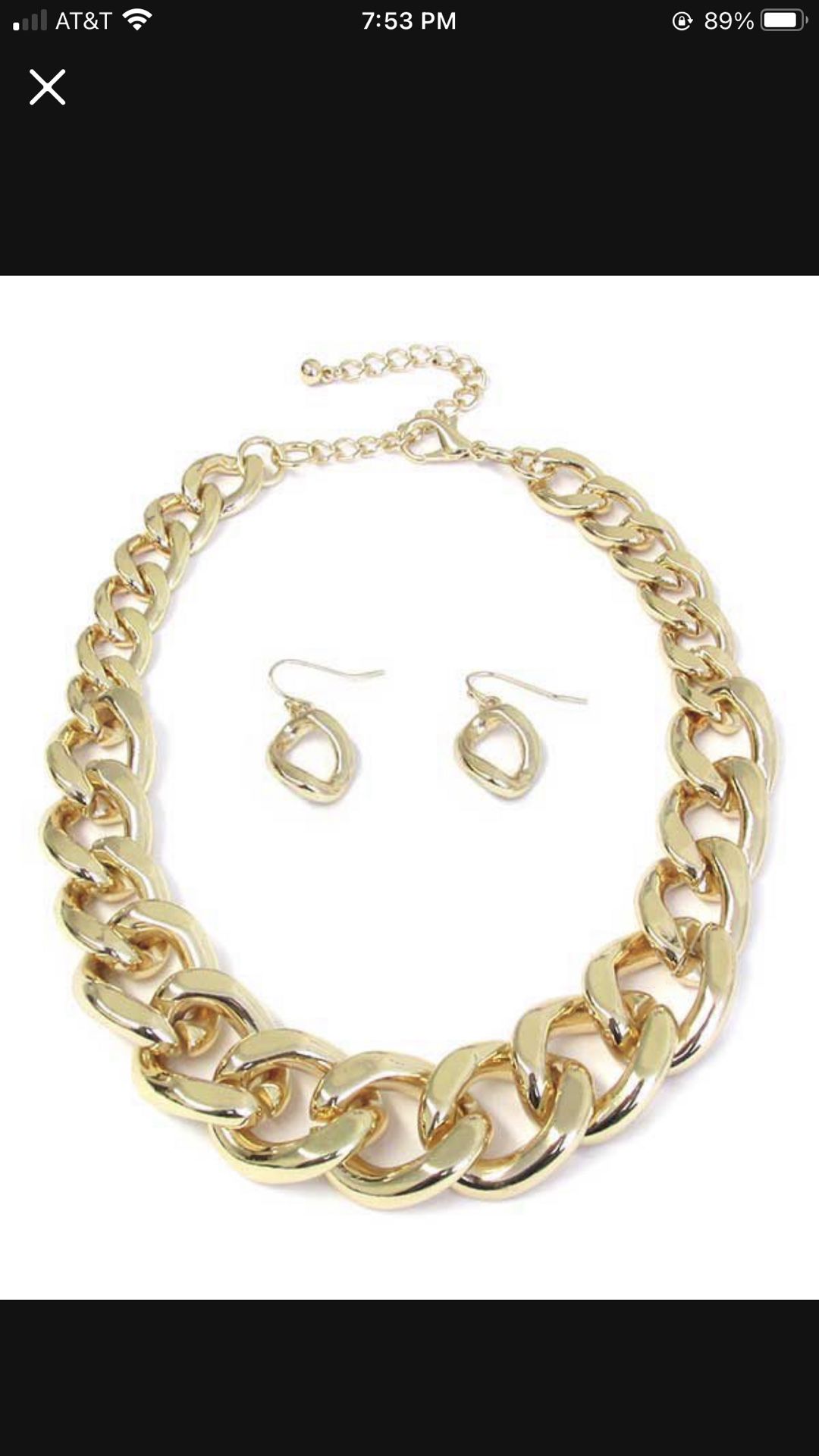 *GREAT GIFT π Chunky Cuban Link Necklace Earring Set *See My Other 800 Items*