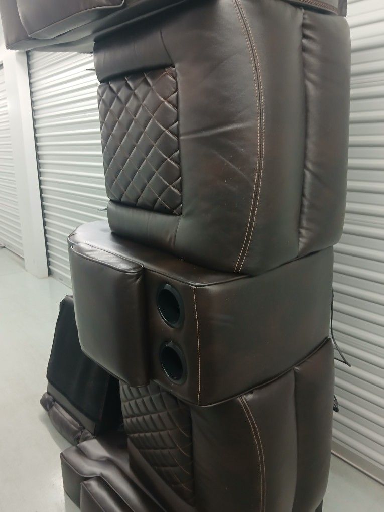 Leather Sofa 2 Seat Recliners Heated