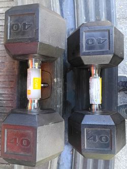 Unused 40lb Rubber Coated Hex Dumbbells Pair