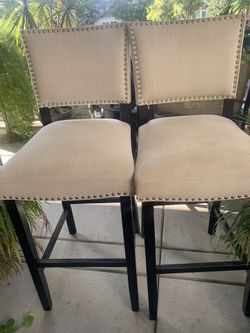 HIGH CHAIRS 🪑 BEIGE/Dark Chocolate -PAIR