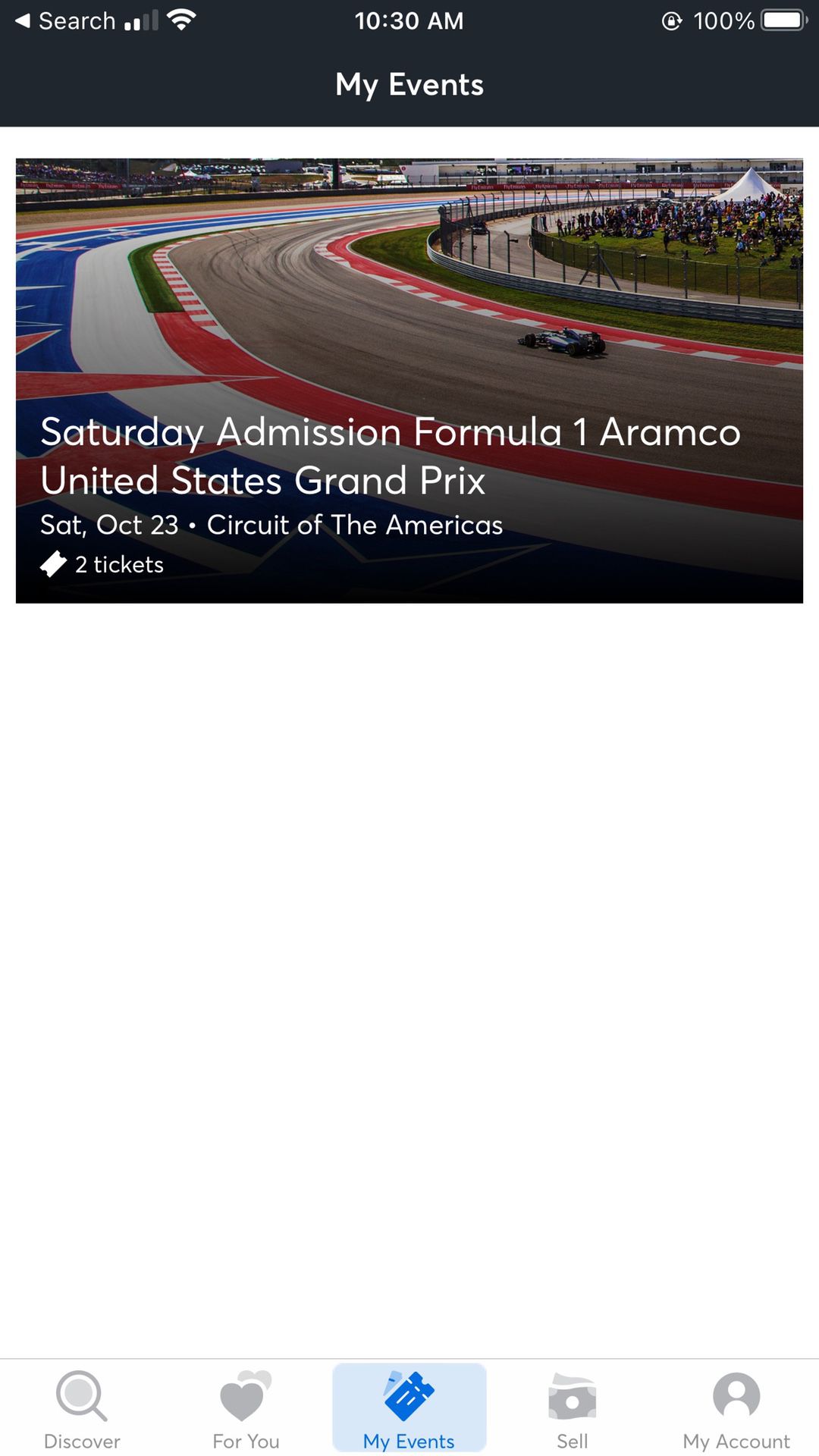 Formula 1 Saturday Admission One Ticket
