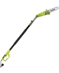 Sun Joe SWJ803E 10 inch 8.0 Amp Electric Multi-Angle Pole Chain Saw, Corded electric, Green
