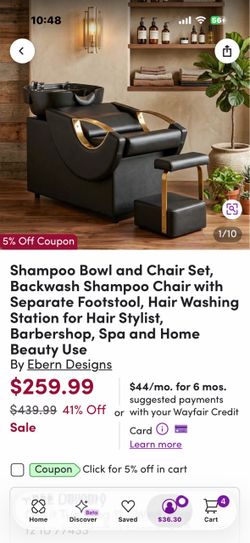 Salon shampoo sink and chair