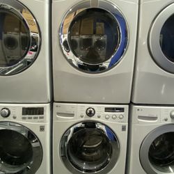 SET WASHER AND DRYER WHITE FRONT LOAD LG GAS 30” INCH WIDTH 