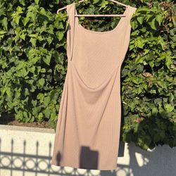 Cream and tan mini bodycon dress