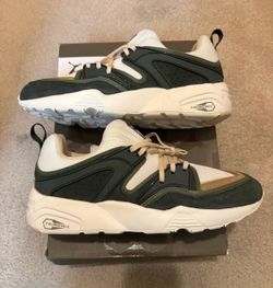 New w/box Puma x SNS Blaze of Glory Trinomic Sneakers - Dark Green & Cream with Tan