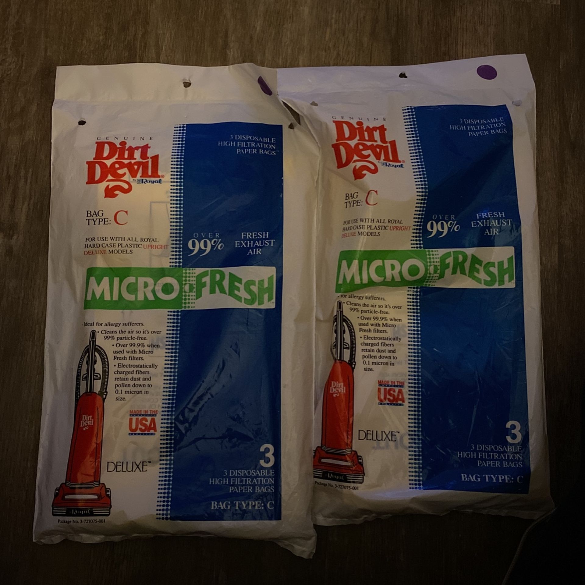 C Dirt Devil Micro Fresh Filter Bag 3pc/pk Total 6