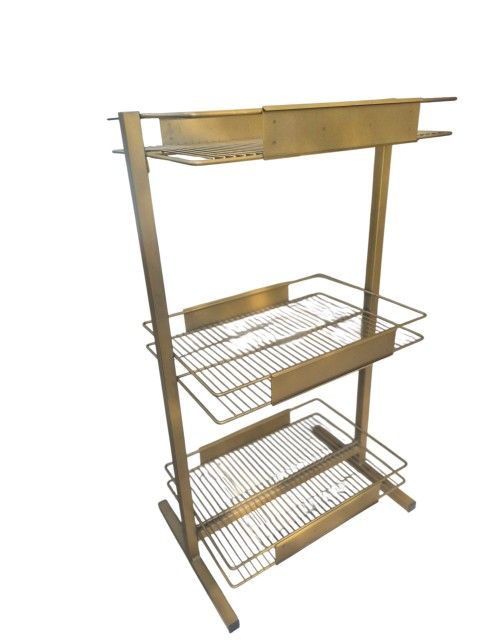 Retail display 3 tier metal wire shelving rack compact