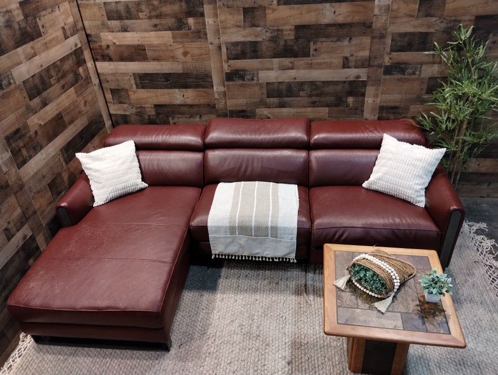 Free Delivery! - LIKE NEW Majestic "Royal Red" Leather Sectional Sofa Couch