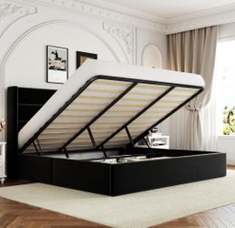 King Size Lift Up Hydraulic Storage Bed Frame Black