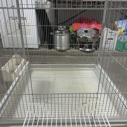 white bird cage 