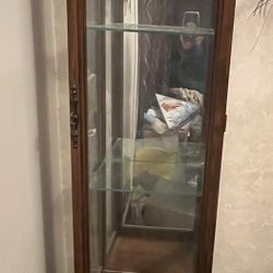 Vintage Mid Century Curio Cabinet with a light