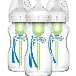 Dr. Brown's Natural Flow Anti-Colic Options+ Wide-Neck Glass Baby Bottles