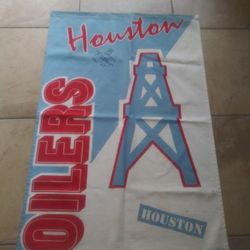 Houston Oilers NFL Large Banner Autographed Bruce Matthews Helmet Jersey Football Luv Ya Blue