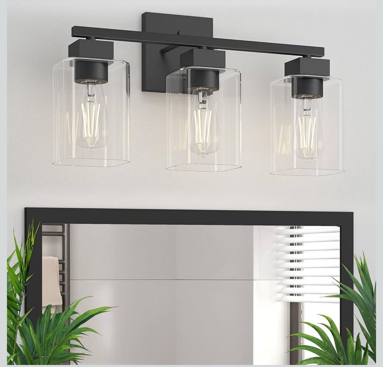 3-Light Wall Sconce Square Design Vanity Lighting fixture