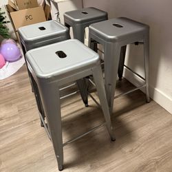 4 Silver Bar Stools
