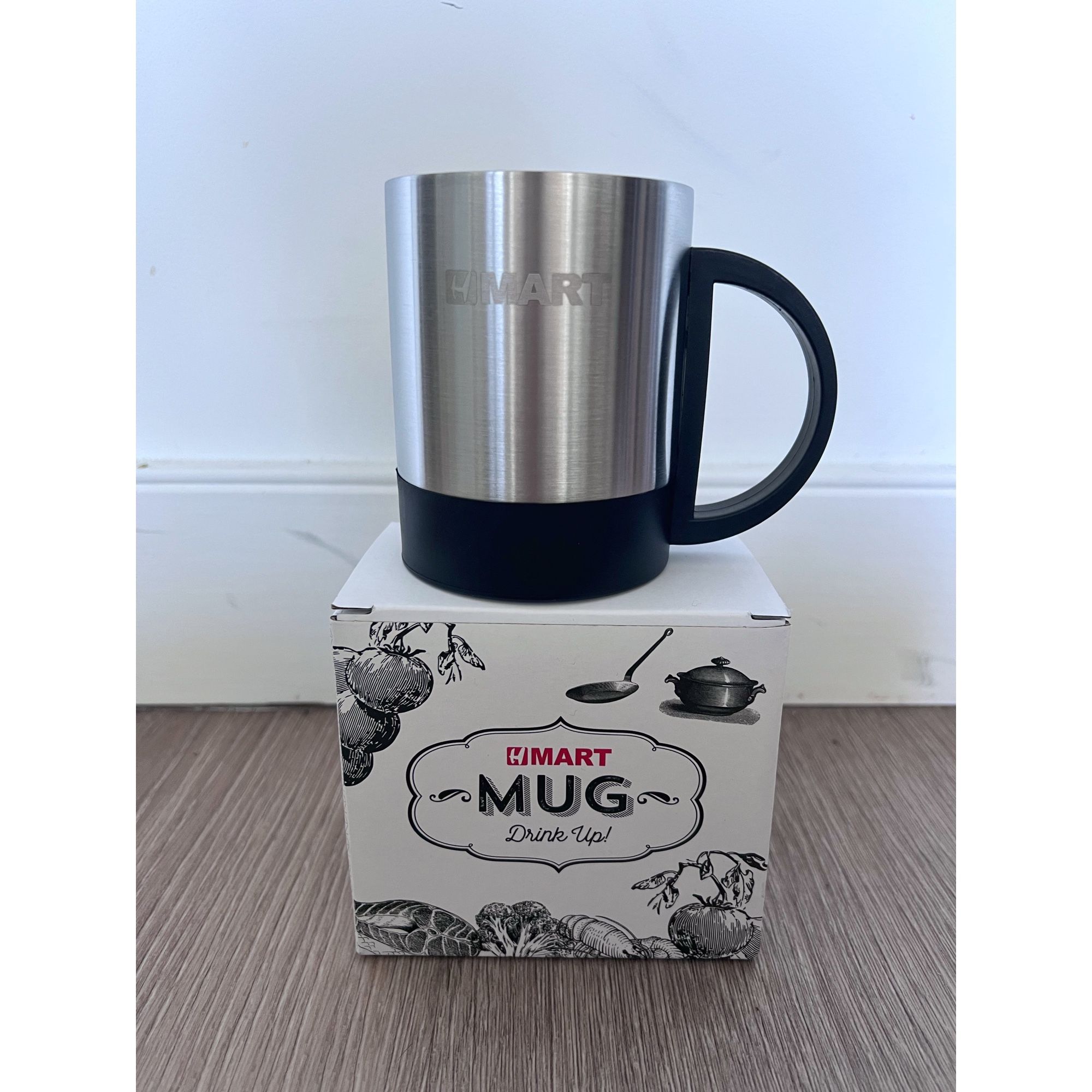 NEW IN BOX stainless steel mug double walled insulated 8 oz ounces H Mart HMart H-Mart