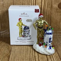 Hallmark Star Wars C-3PO and R2-D2 Peekbuster Sound Magic Christmas Ornamemt
