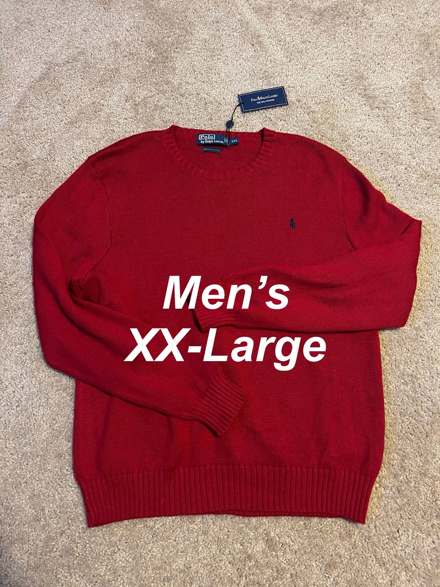 POLO / Ralph Lauren CLASSIC Thick PRIMA Cotton Sweater COMFORTABLE Dress Shirt / Mens XX-Large XXL 2XL / Brand New w/ Tags!! / Red w/ Navy Polo