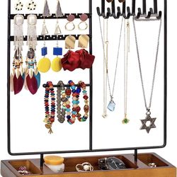 Necklace Holder Stand Earring Holder Jewelry Organizer Holder for Earring Necklace Bracelets Watches and Rings, Black Earring Display Stand
