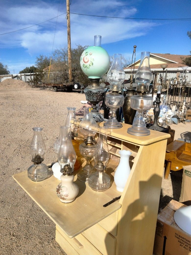 Oil Lamps Vintage To Many To List