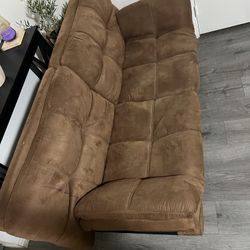 Sofa Bed Futon Suede Brown