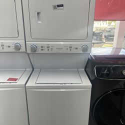 Frigidaire White Stacked Washer Dryer Quiet Pack
