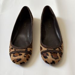 Ralph Lauren Leopard Print Calf Hair Ballet Flats Sze 6