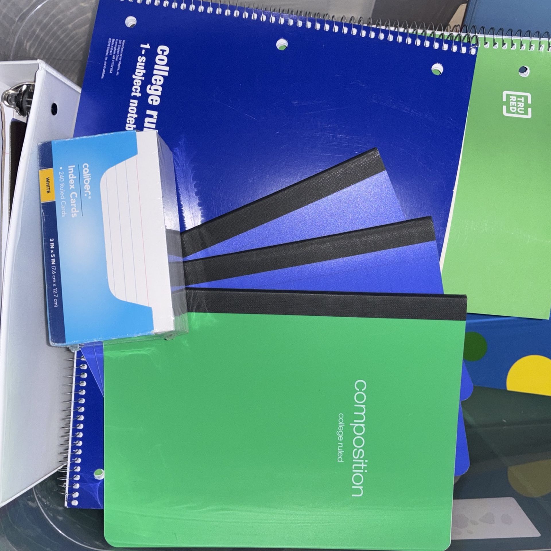 3 Spiral Notebooks And 3 Composition Books With Index Cards Brand New
