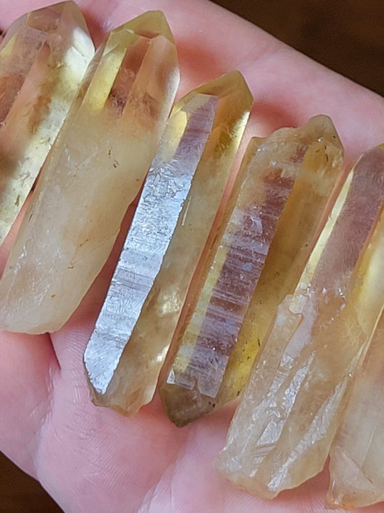 3pcs Natural Citrine Crystal Freeforms Himalayan Interference Quartz 