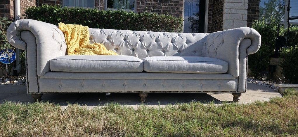 Four Hands 
Conrad Sofa - 96" Linen Chesterfield sofa