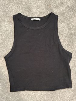 Black ZARA Crop Ribbed Tank Top