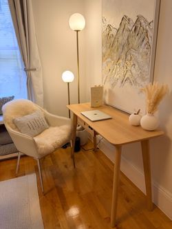 Modern Birch Writing Desk with Chair