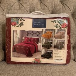 Queen Size Burgandy 3 piece Quilt