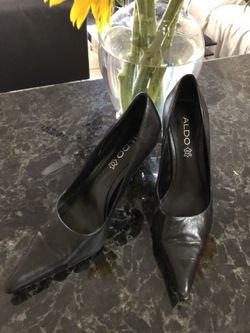 ALDO Black Leather Heels—Size 7/38