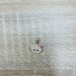 14K “Kitty” Pendant With Cubic Zirconia Stones 