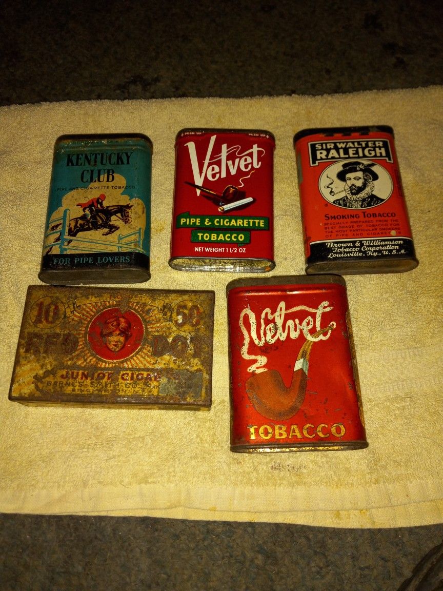 5 Antique Smaller Pocket Size
Advertising Metal Tins