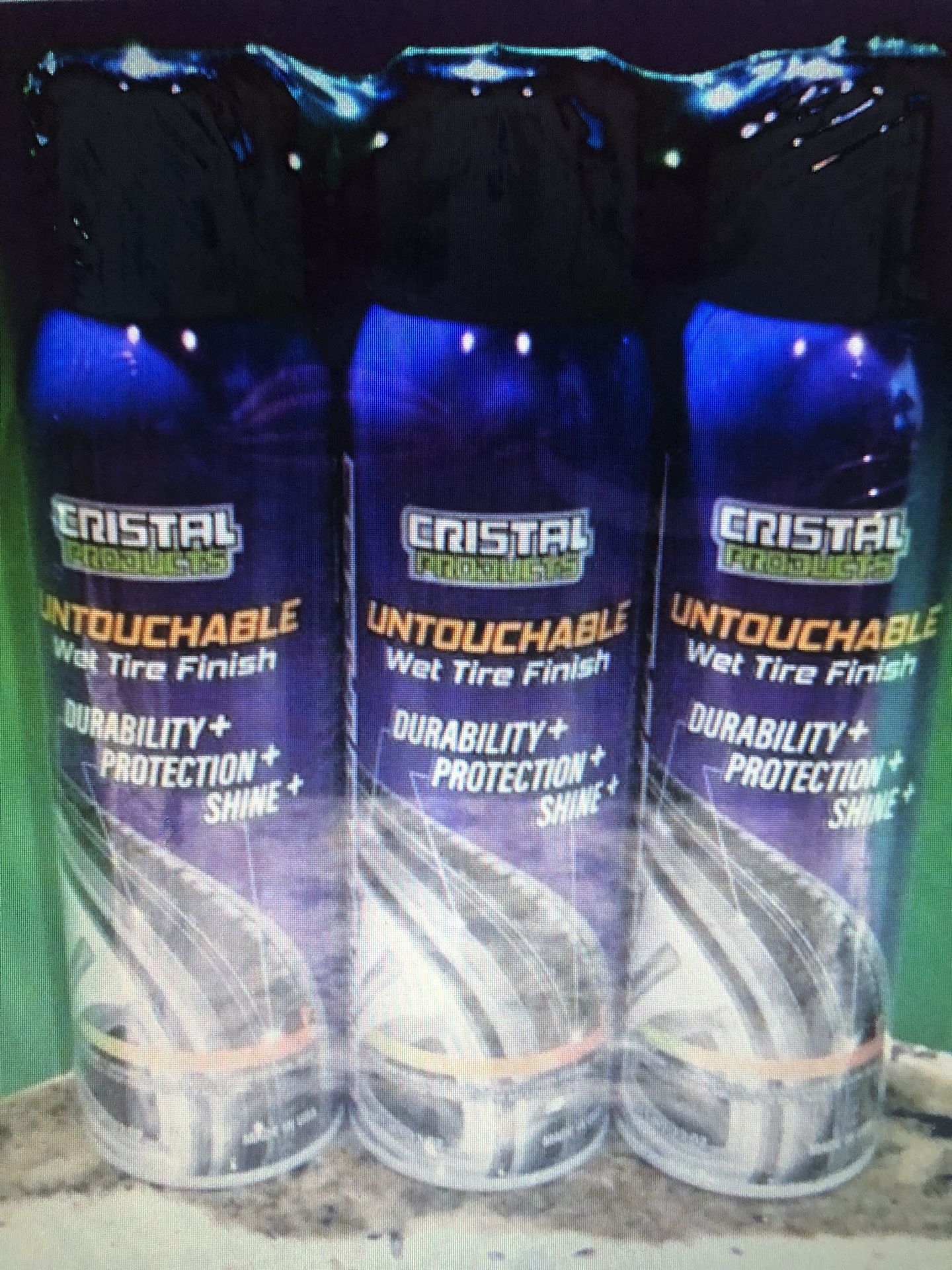 3 Spray Cans Of Cristal Products Untouchable Wet Tire Finish for