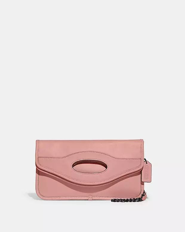 COACH PINK FOLDOVER CUT OUT CLUTCH CROSSBODY