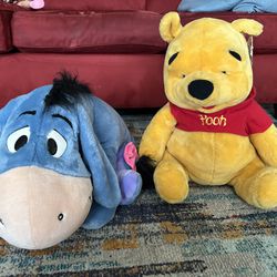 Large Winnie The Pooh And Eeyore Stuffed Animals From The 1990's