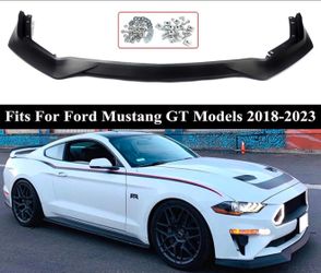 RTR Style Front Lip with Corner Winglets Compatible with 2018-2023  Ford Mustang GT Front Bumper Splitter Extension Matte Black