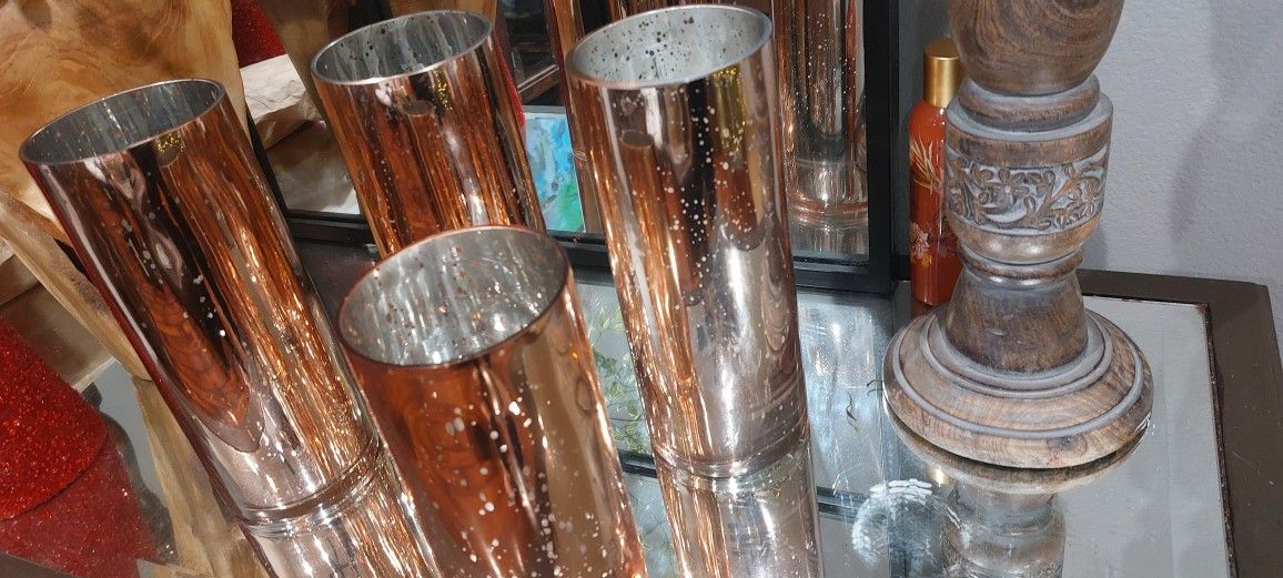 4 Rose Gold Tone Candle/vase Containers