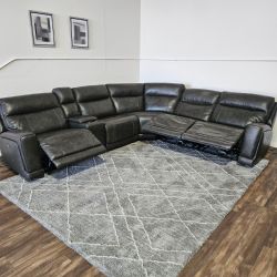 Sectional Leather Power Recliner - FREE DELIVERY