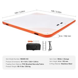 Happybuy Inflatable Floating Dock, 10 x 10FT Non-Slip Water Mat with Carry Bag & Detachable Ladder, Floating Platform for Pool, Beach, Ocean