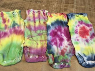 4 Carters Hand Tie Dyed Newborn Hippy 100% cotton Unisex Onesies