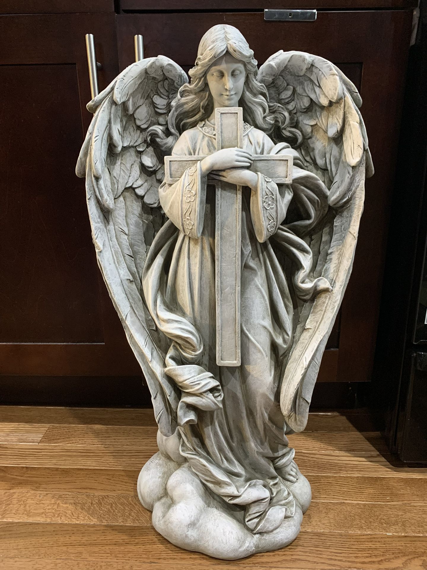 Angel Holding Cross Statue