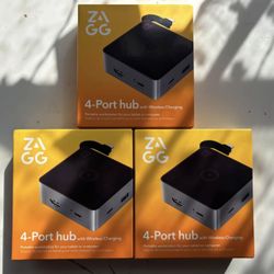 ZAGG 4-Port Hub With Wireless Charging USBC PD 100W, HDMI 4K, USB 10 Gbps High Speed Charging 