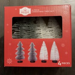 The Full "Winter Wonderland" Bundle 4-Piece Holiday Time Decor Set - Trees & Velvet Bows